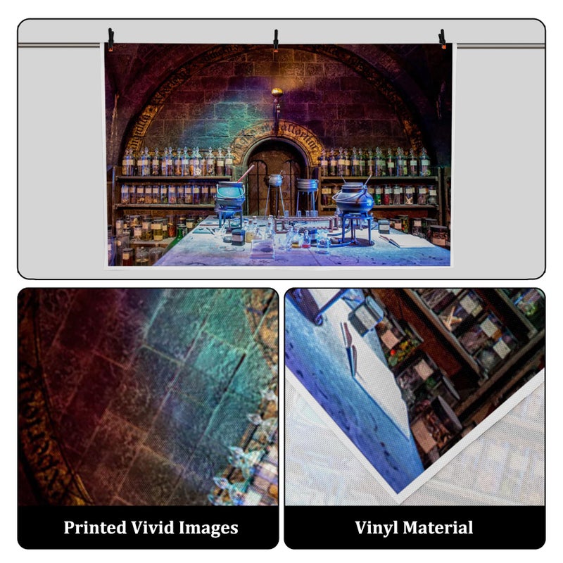 AOFOTO 7x5ft Chemistry Laboratory Background Scary Halloween Party Decorations Spooky Witch's Room Glass Bottles Agentia Black Magic Lab Backdrop Hallowmas Photo Studio Props Vinyl - Image 3